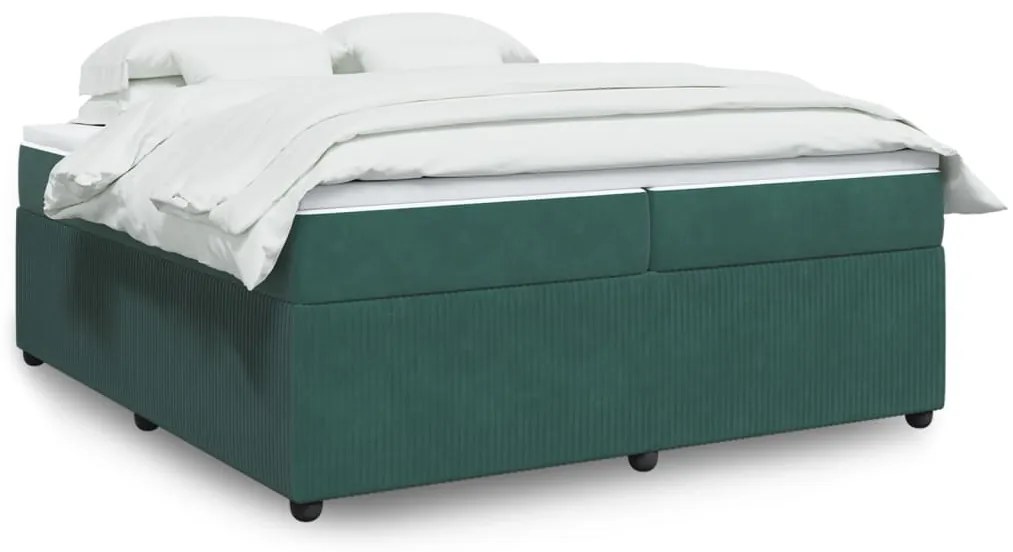 Giroletto A Molle Con Materasso Verde Scuro 200x200 Cm Velluto /