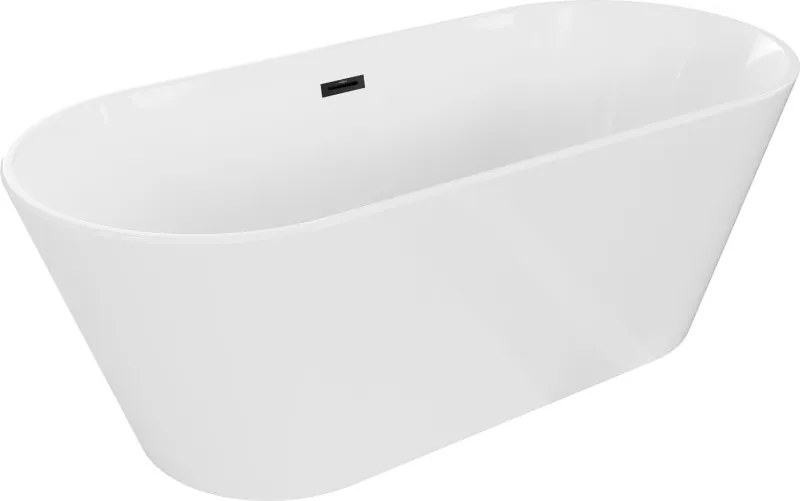 Mexen Flavia vasca da bagno freestanding 150 x 75 cm, bianca, troppopieno nero - 54031507500-B