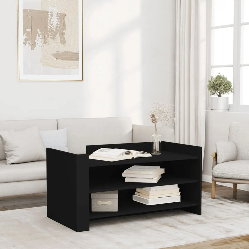 Tavolino Da Salotto Nero 100x50x50 Cm Legno Multistrato /