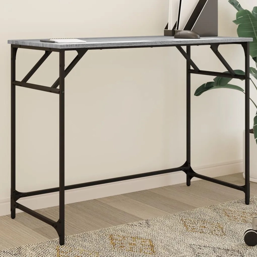 Scrivania Grigio Sonoma 100x45x76cm Legno E Acciaio A Polvere /