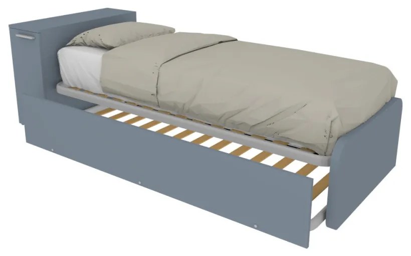 964RK - Letto cameretta 80x190 singolo con elemento contenitore in testata e secondo letto estraibile