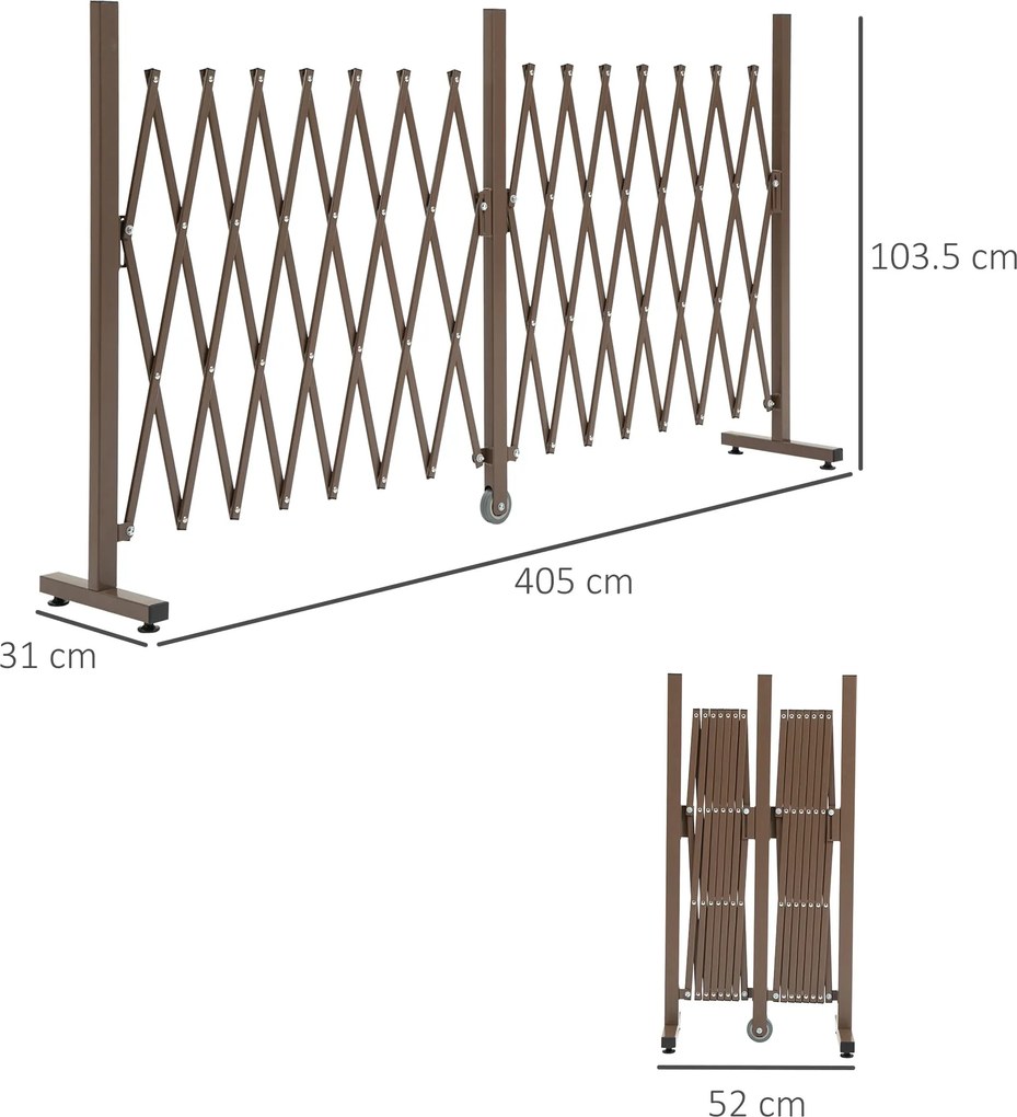 Recinzione per Giardino Estensibile Autoportante 52-405 cm in Acciaio e Alluminio Marrone scuro...