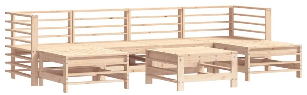 Set divani da giardino 7 pz con cuscini in legno massello