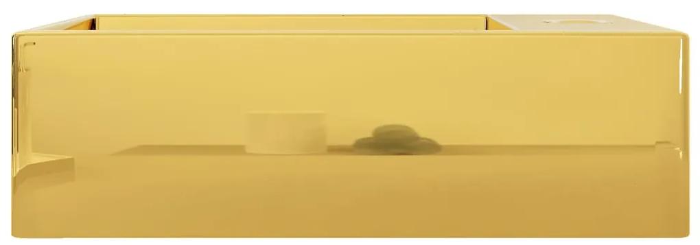 Lavandino con Troppopieno 49x25x15 cm in Ceramica Oro