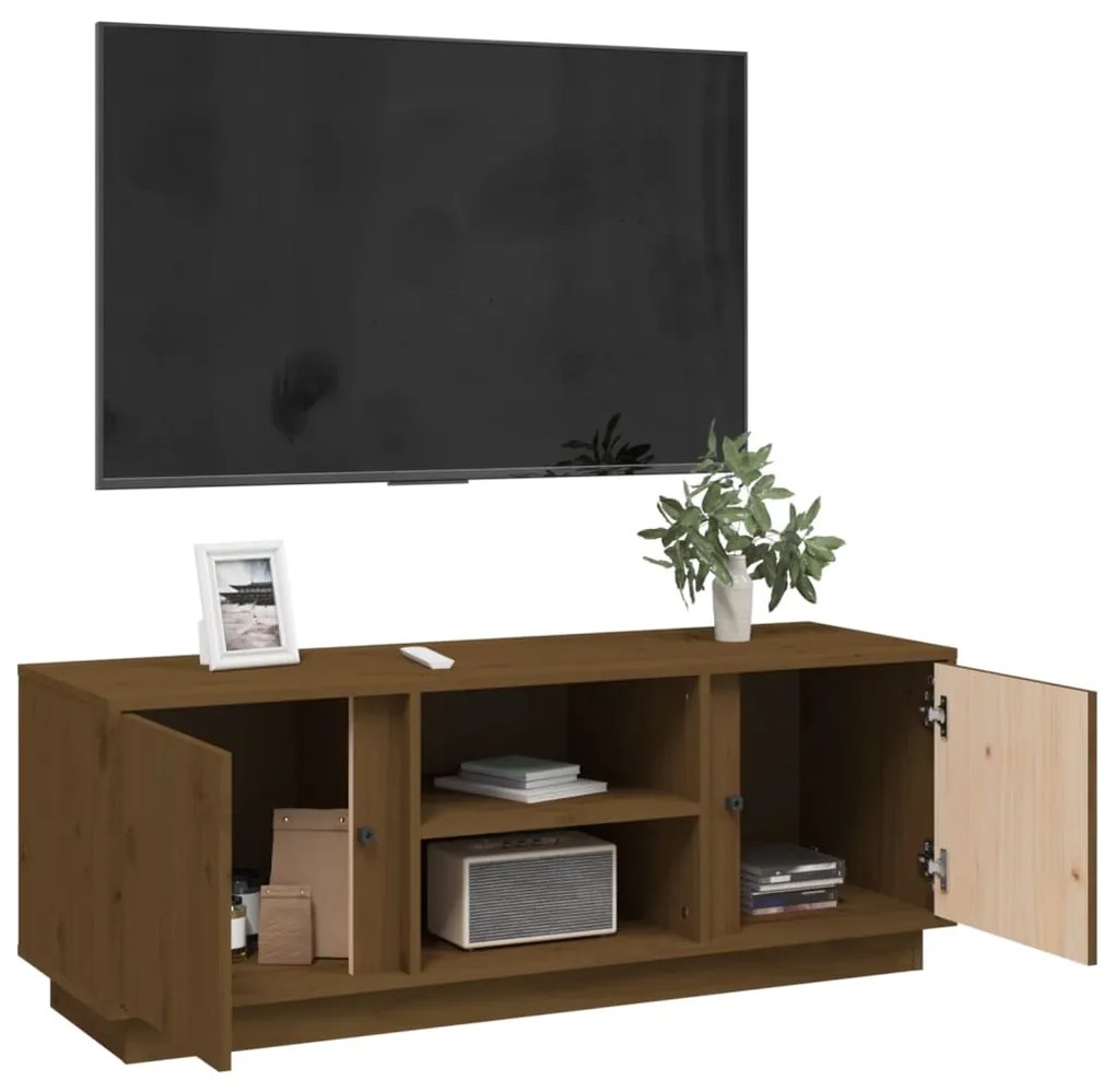 Mobile porta tv miele 110x35x40,5 cm in legno massello di pino