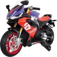 Moto Elettrica per Bambini APRILIA 12V Ruote Ausiliari Antiscivolo Luci e Suoni