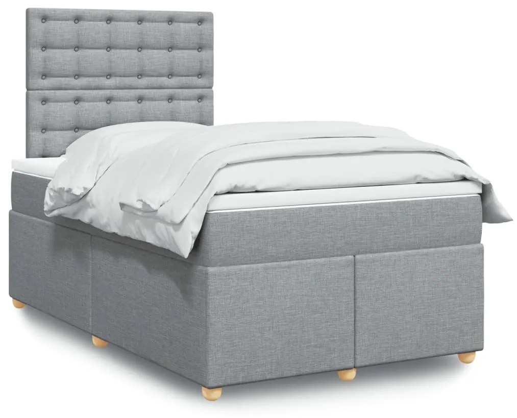 Giroletto A Molle Con Materasso Grigio Chiaro 120x190cm Tessuto /