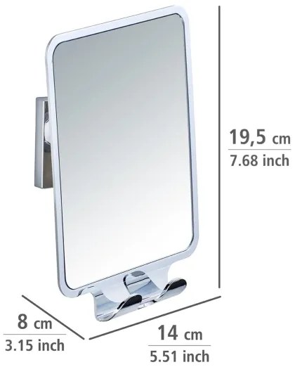 WENKO 22693100 - Specchio cosmetico VACUUM-LOC QUADRO ED 14x19,5 cm cromo lucido