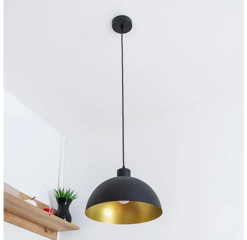 Lampadario a cavo VESPER 1xE27/15W/230 Ø 30 cm nero/oro