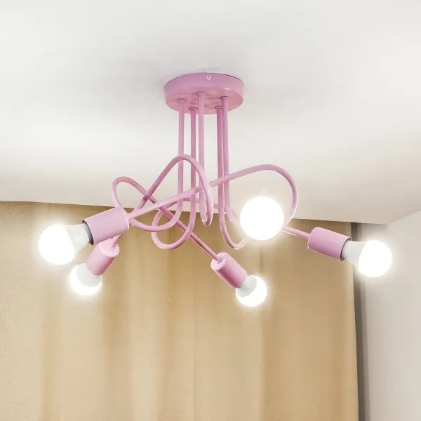 Plafoniera OXFORD 5xE27/15W/230V rosa