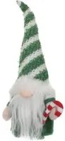 Gnomo Natale fermaporta 26 cm righe verde bianco