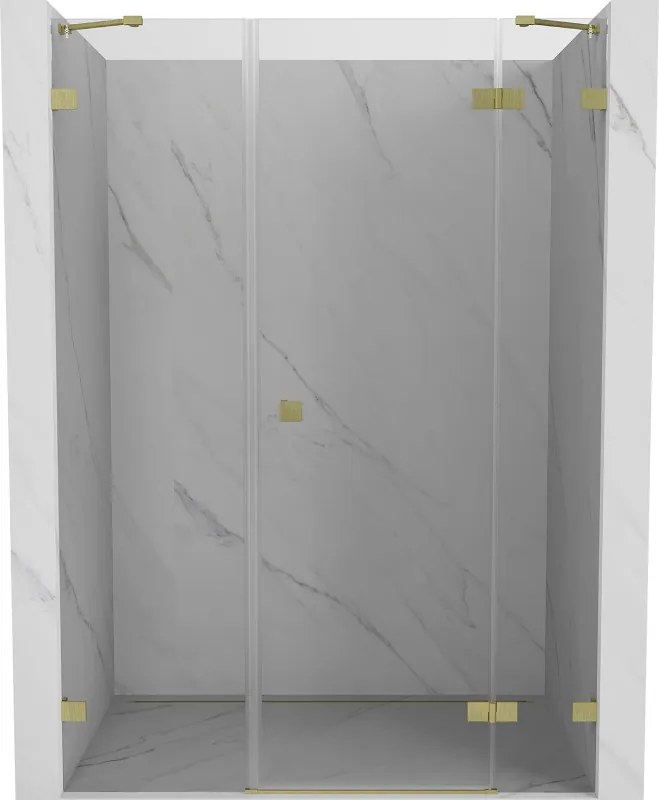 Mexen Lunar porta doccia battente destra 140 cm, trasparente, oro spazzolato - 834S-140-050-55-00-P