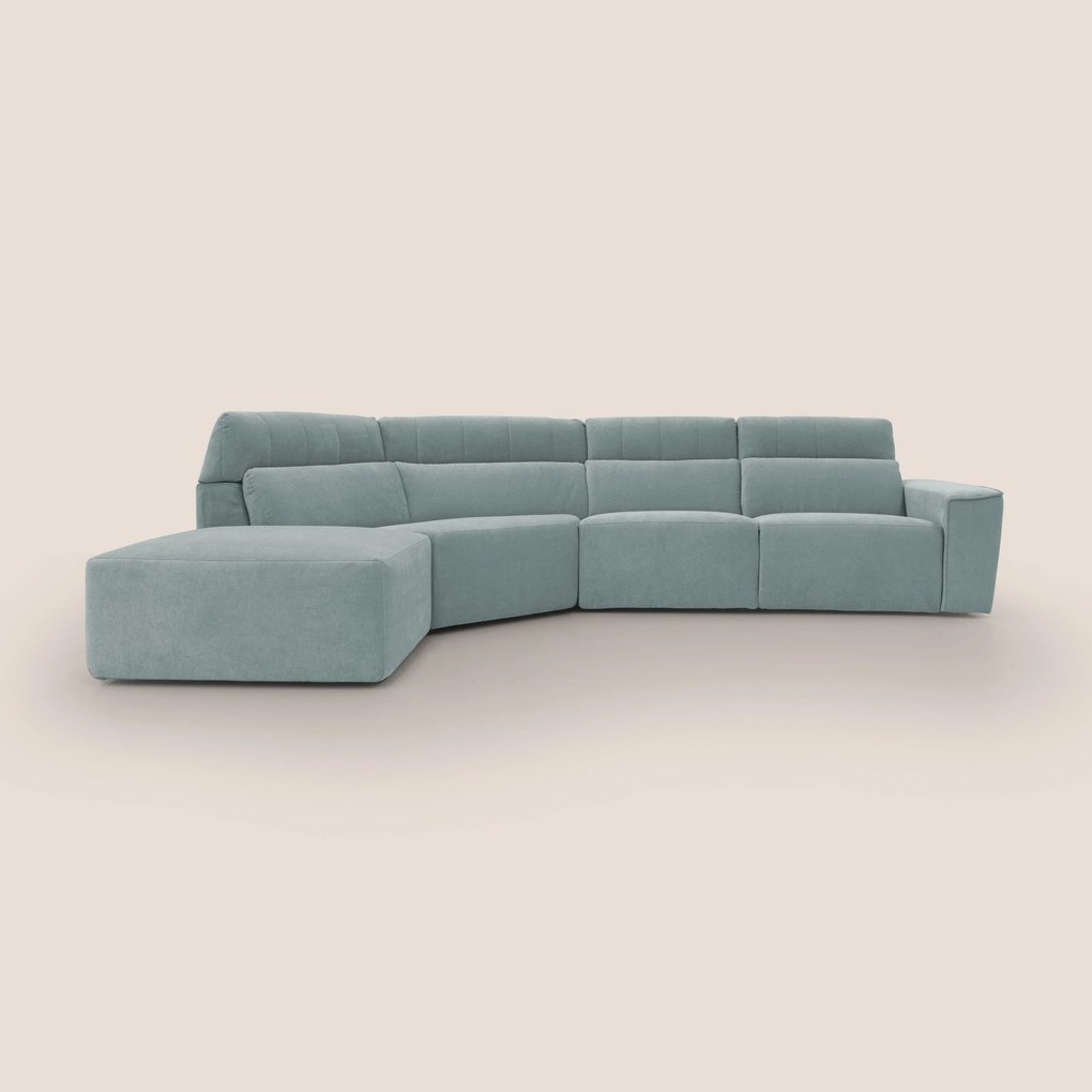 Clark Divano angolare con opzione relax elettrico in tessuto smacchiabile impermeabile T17 verde acqua