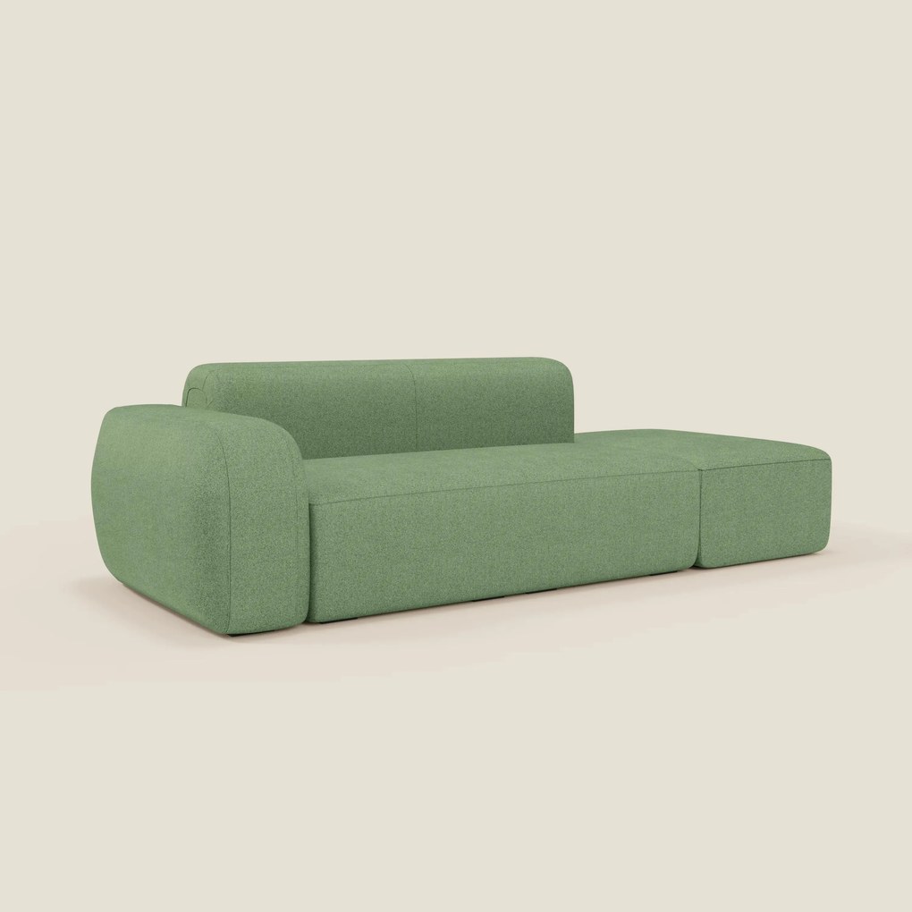 BonBon Divano modulare componibile – Composizione con pouf terminale in tessuto smacchiabile T23 menta