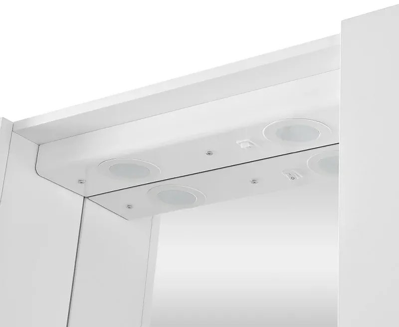 Specchio contenitore 90x60 cm bianco con LED e ripiani interni