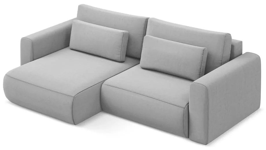 Divano angolare grigio chiaro allungabile/con contenitore (con penisola a sinistra/con chaise lounge) con rivestimento in velluto Kapua – Makamii