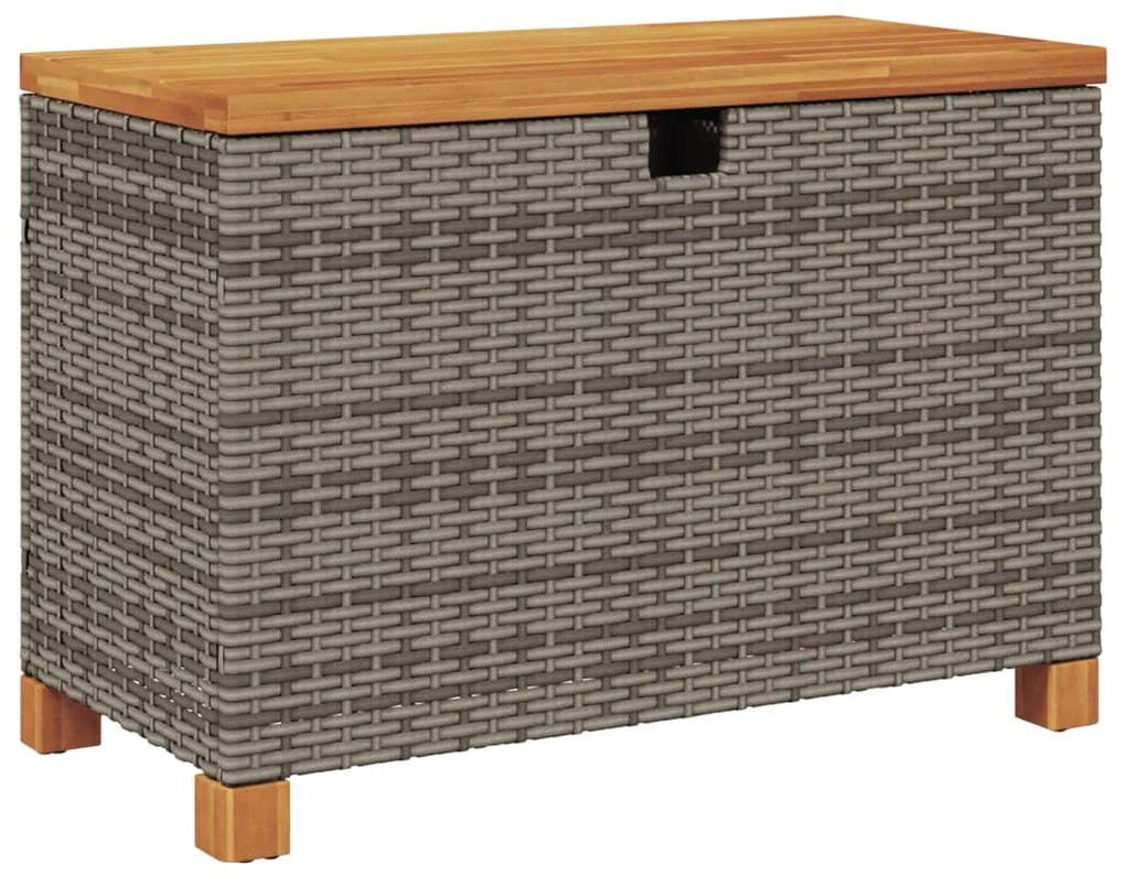 Contenitore giardino grigio 80x40x48 cm polyrattan legno acacia