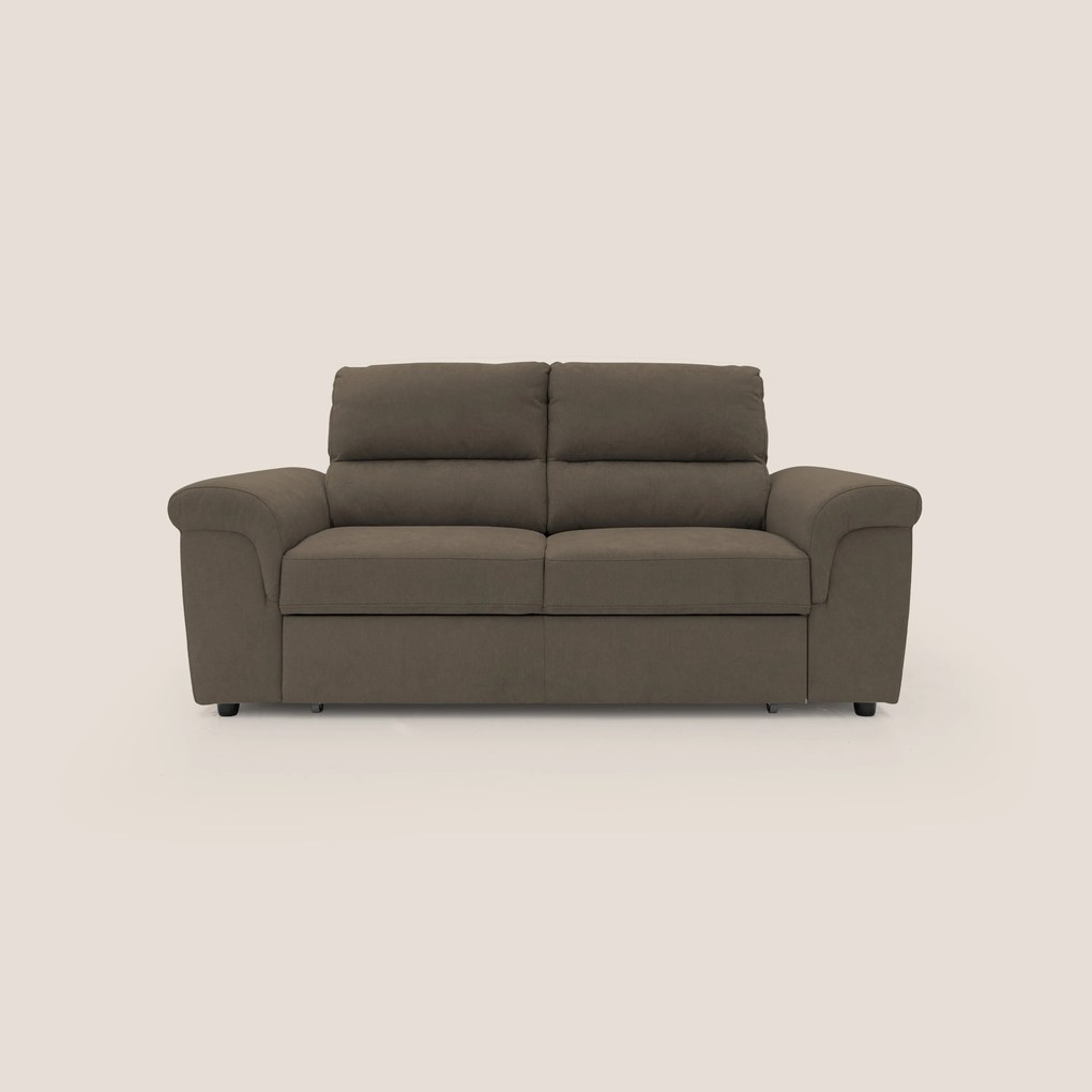 Minerva divano con pouf estraibile poggiapiedi in tessuto morbido impermeabile T02 marrone