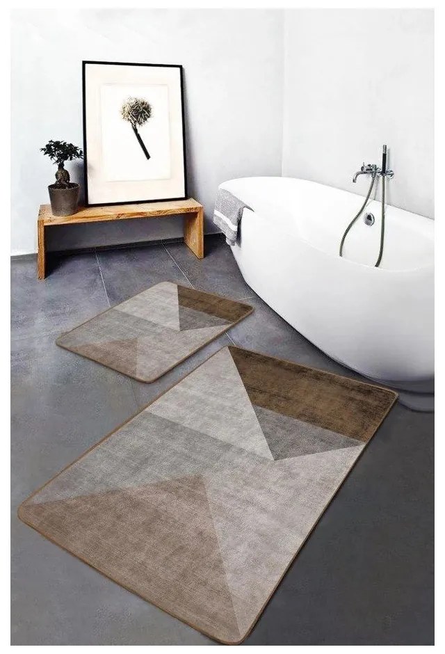 Set di tappetini per il bagno grigi/marroni in velluto 2 pz 60x100 cm – Mila Home