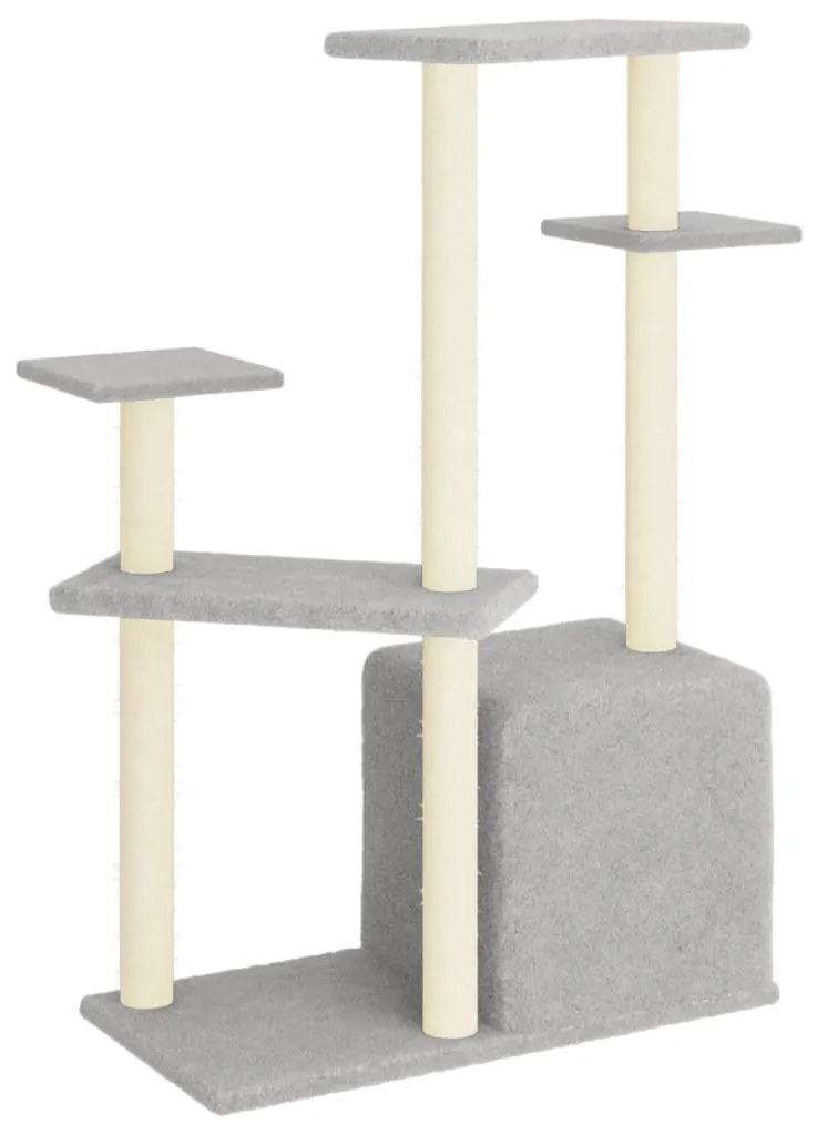 Albero per gatti con tiragraffi in sisal grigio chiaro 107,5 cm