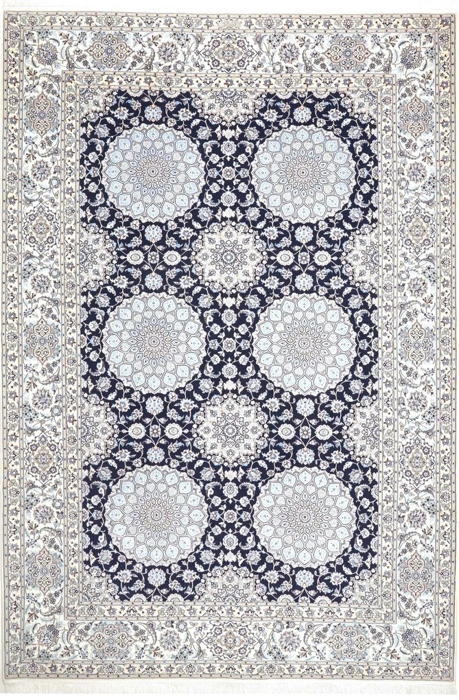 Nain Tappeto 210x310 Blu (Iran) Annodato A Mano