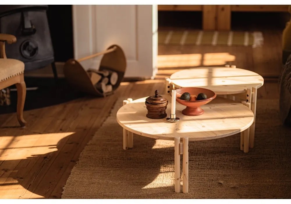 Tavolino rotondo in legno di pino in colore naturale ø 60 cm Sticks - Karup Design