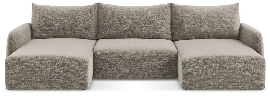 Divano angolare beige allungabile/con contenitore Kalena – Makamii