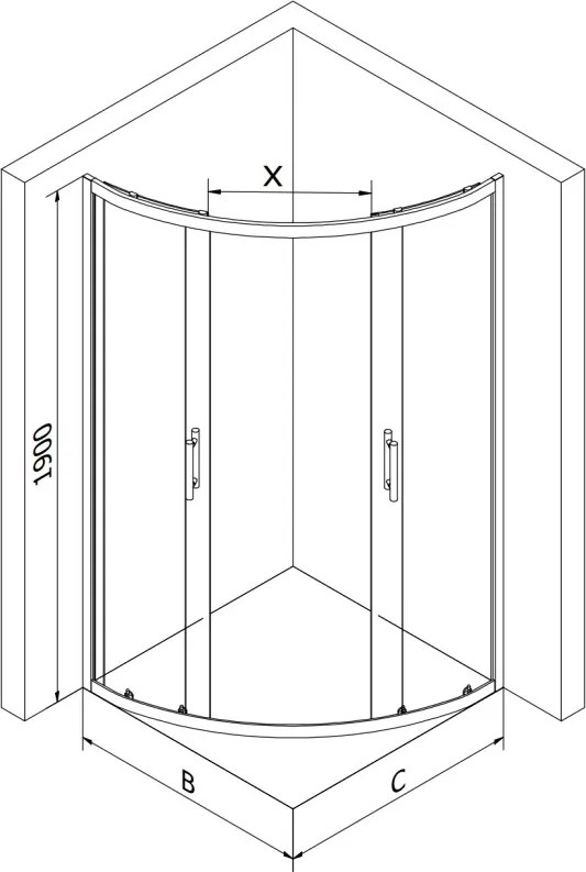 Mexen Rio cabina doccia semicircolare 70 x 70 cm, trasparente, nero + piatto doccia, bianco - 863-070-070-70-00-4710