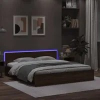 Giroletto con Testiera e LED Rovere Marrone 180x200 cmcod mxl 133476