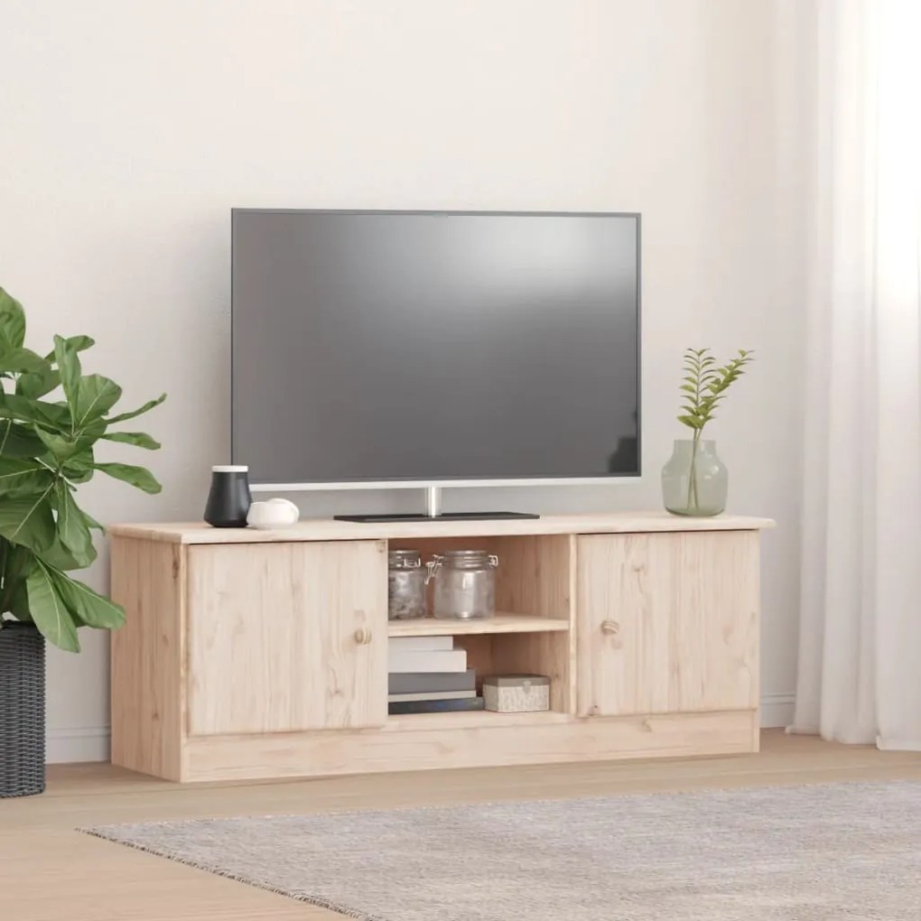 Mobile Tv Alta 112x35x41 Cm İn Legno Massello Di Pino /