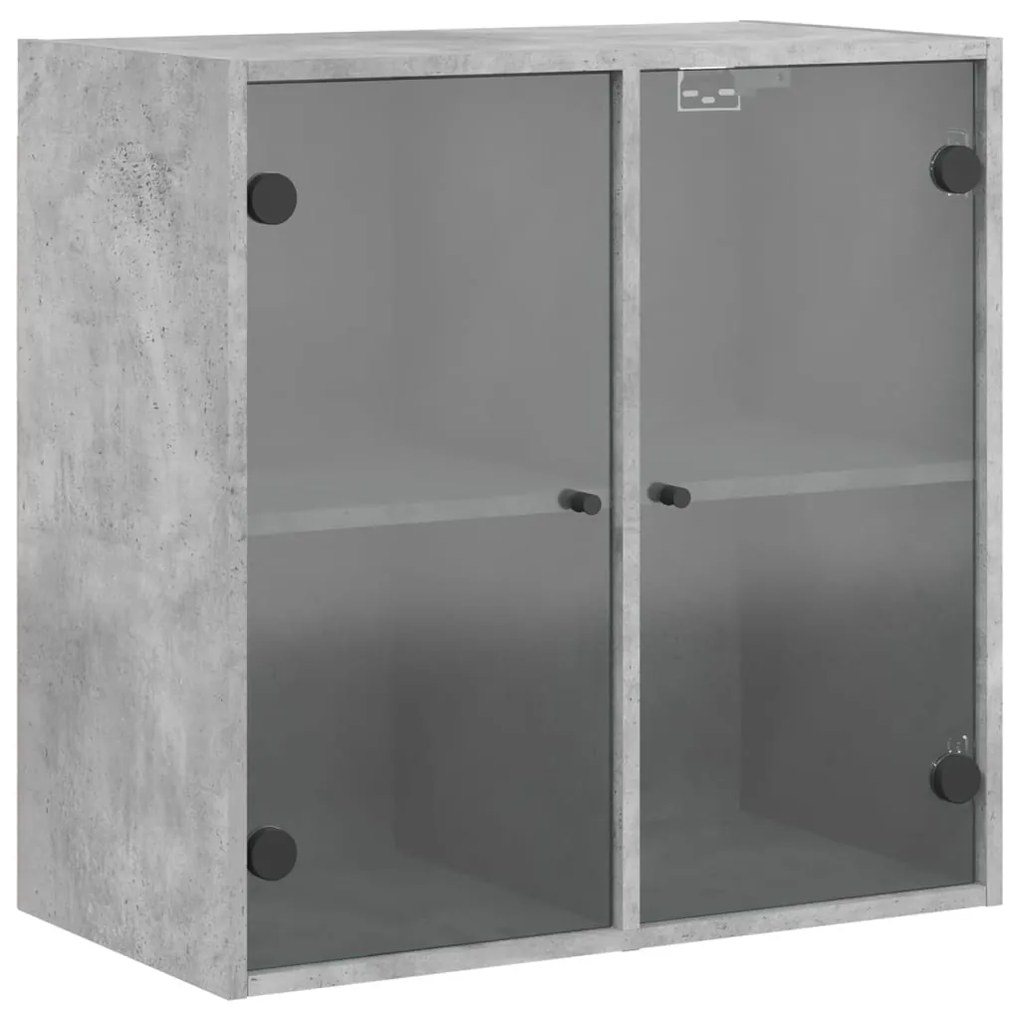 Mobile a muro con ante in vetro grigio cemento 68x37x68,5 cm