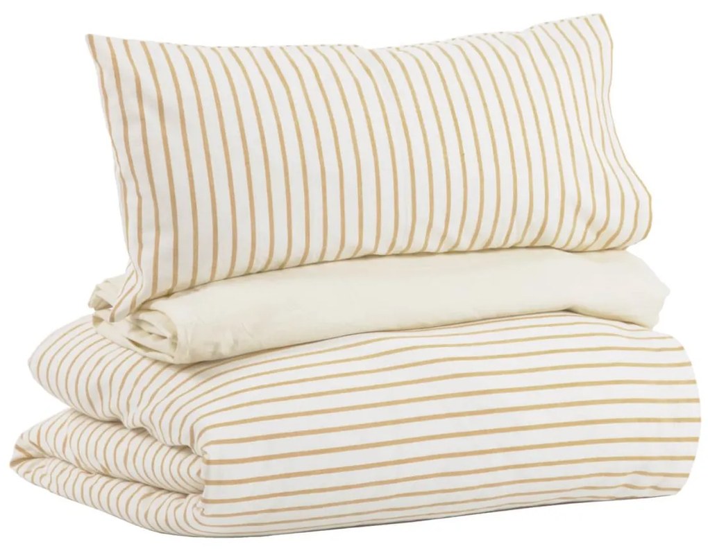 Kave Home - Set Ghia fondo,copripiumino,federa 100% cotone biologico (GOTS) a righe 60 x 120 cm