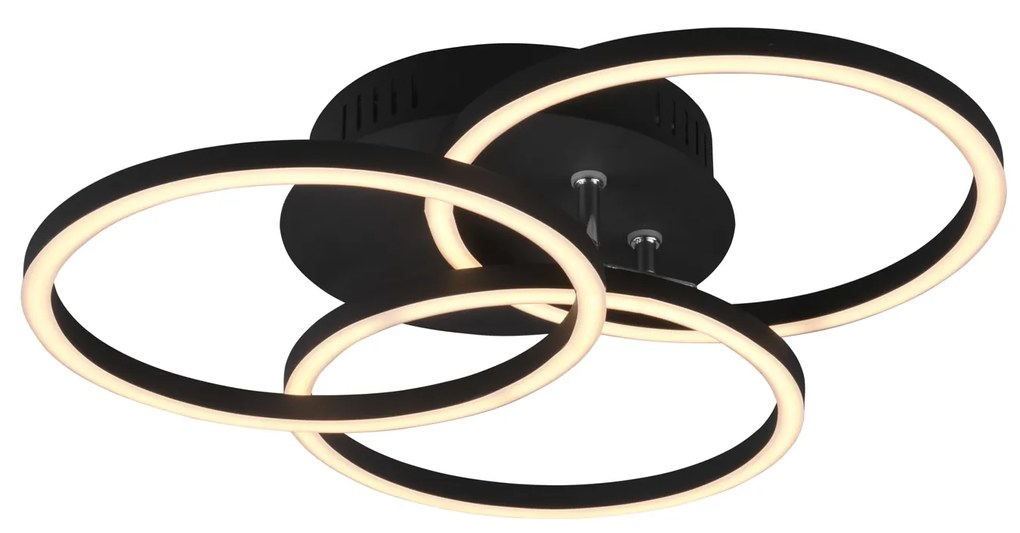 Plafoniera LED nera Circle Trio