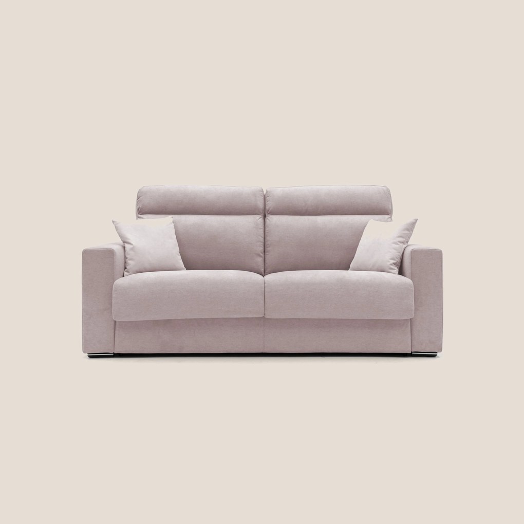 Nikita Divano letto matrimoniale con schienale morbido alto e rivestimento T02 rosa