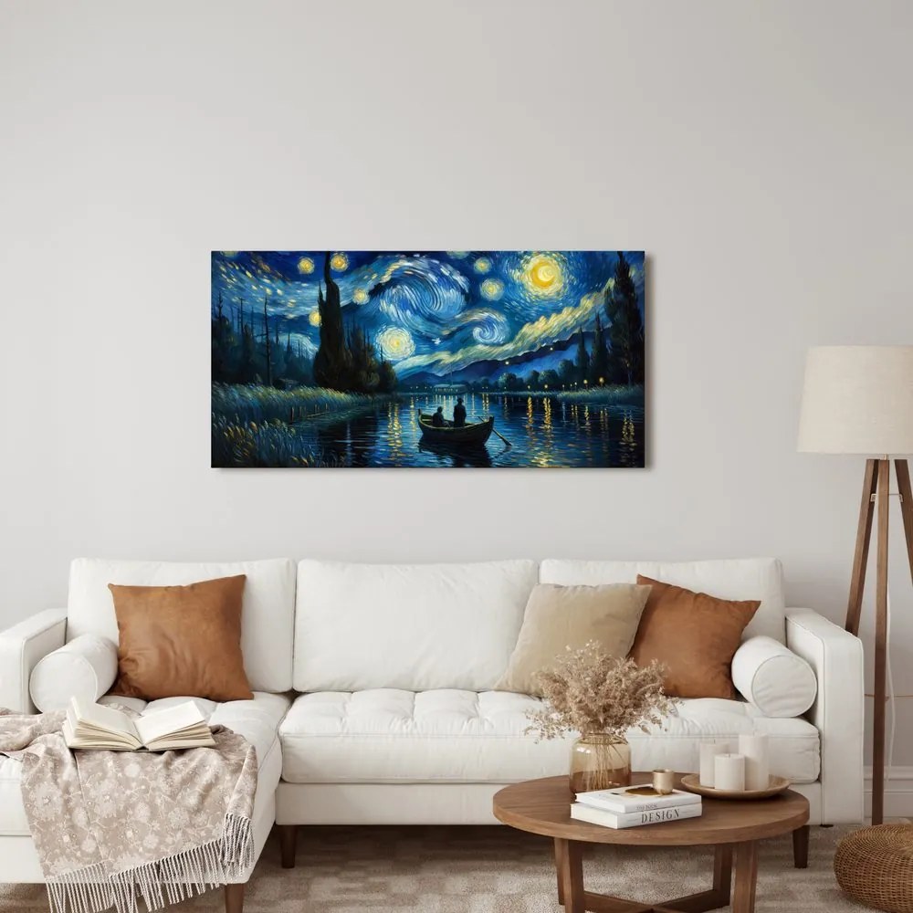 Quadro su tela – Notte stellata sul fiume
