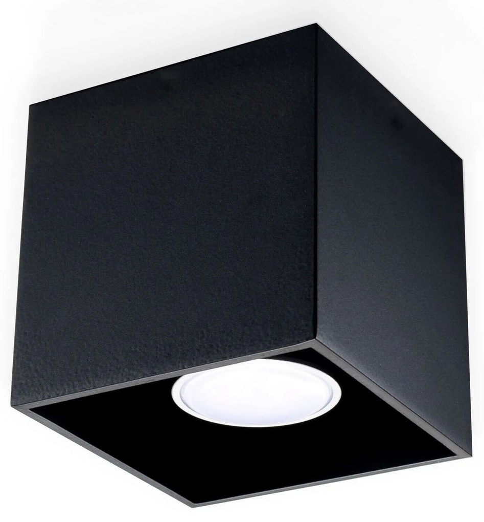 Plafoniera da Soffitto in Alluminio QUAD 1 GU10 Nera da Interno
