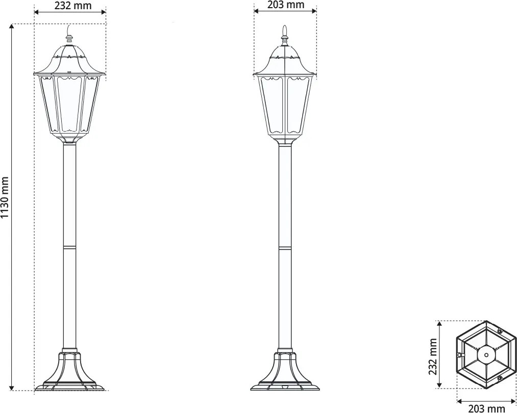 Paletto Lampione Vintage 110cm E27 IP54 Spazzolato - Serie PUCCINI