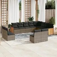 Set Divani da Giardino 12 pz con Cuscini Grigio in Polyrattan 3228153