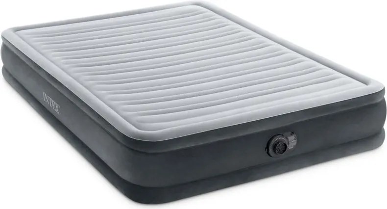 67770ND - Materasso Gonfiabile Dura-Beam Comfort Plush Matrimoniale, con Pompa Elettrica Incorporata, pvc, Grigio, 152x203x33 cm - Intex