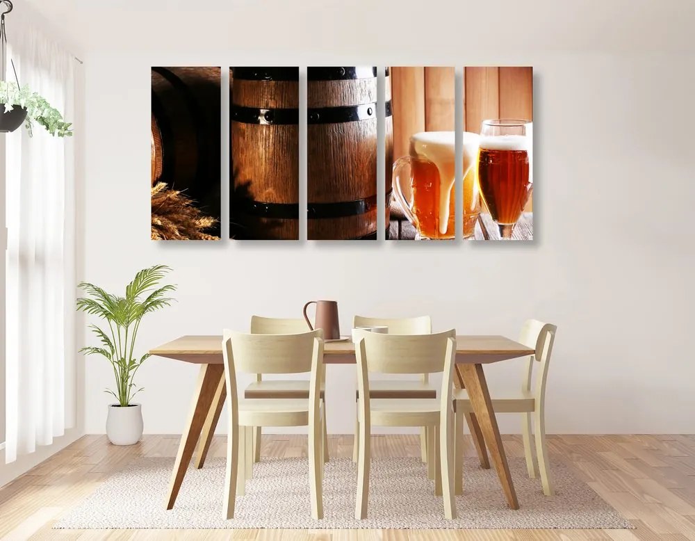 Quadri 5 pezzi – Birra con botte di birra