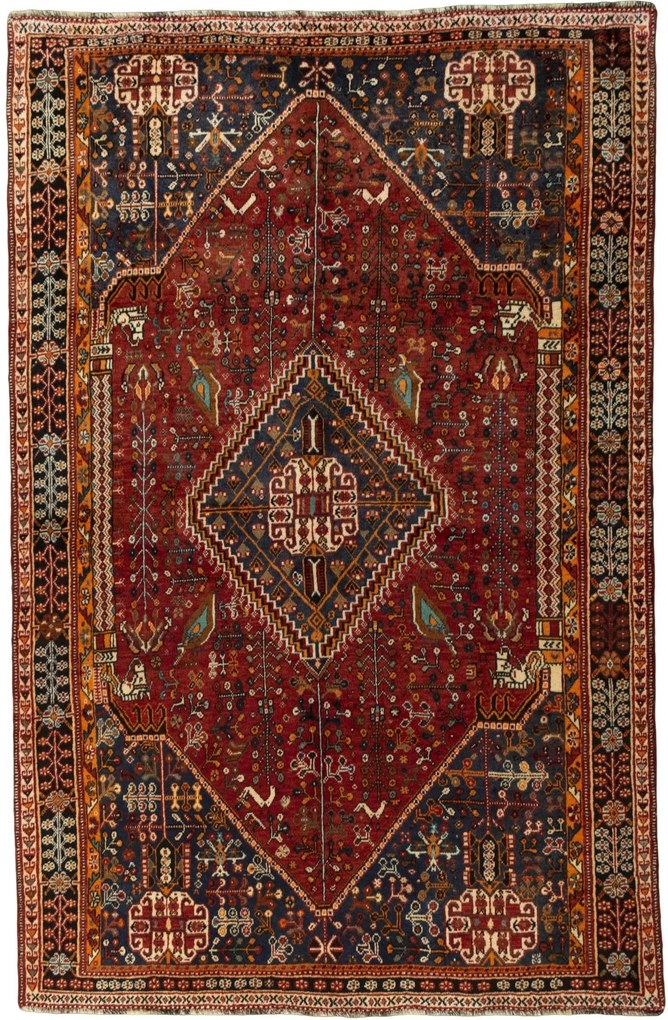 Shiraz Tappeto 160x250 Rosso (Iran) Annodato A Mano