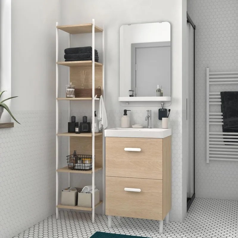 Mobile sottolavabo e lavabo Easy rovere L 50 x H 67 x P 40 cm 1 vasca 2 cassetti