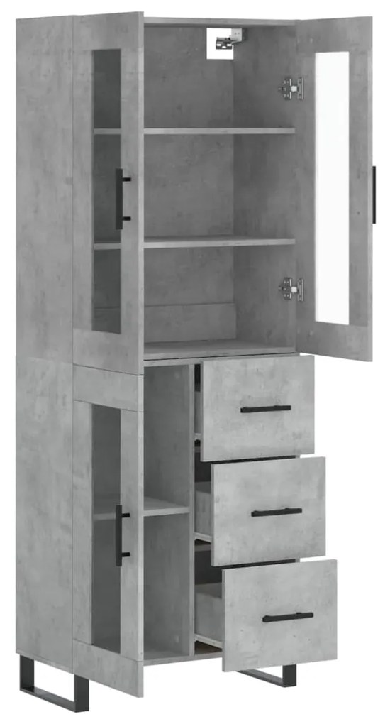 Credenza grigio cemento 69,5x34x180 cm in legno multistrato