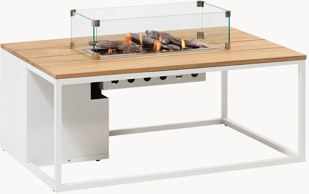 Tavolino da caffè da esterno Cosiloft con braciere e piano in legno di teak