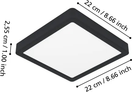 Eglo 901374-LED RGBW Plafoniera dimmerabile fumé FUEVA-Z LED/10,5W/230V 22x22cm IP44 nero
