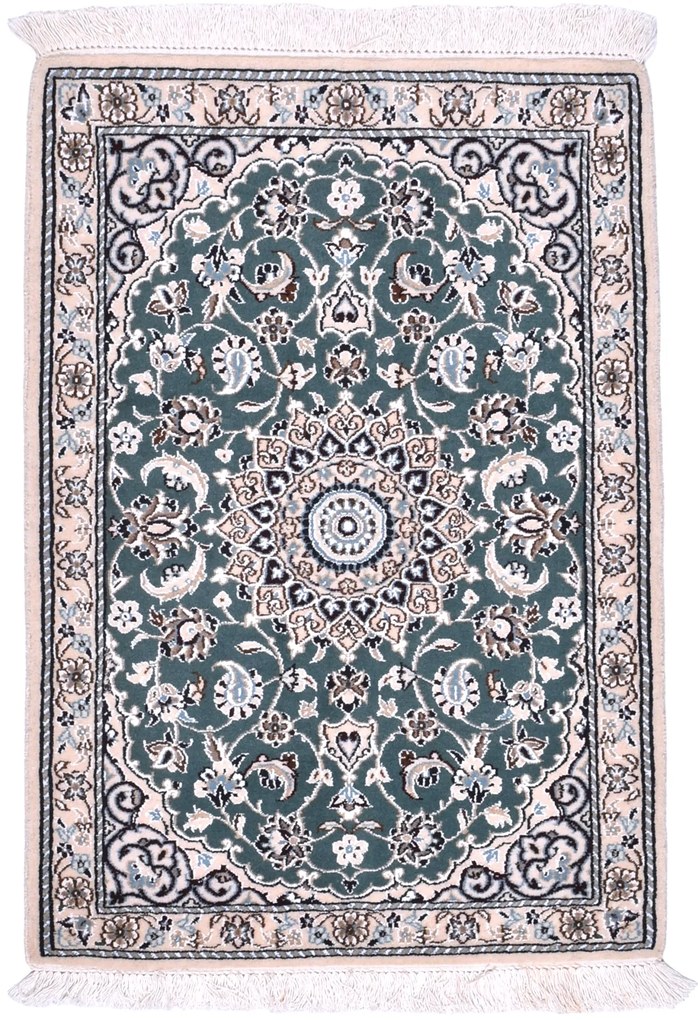 Nain Tappeto persiano 90x70 Verde (Iran) Annodato A Mano