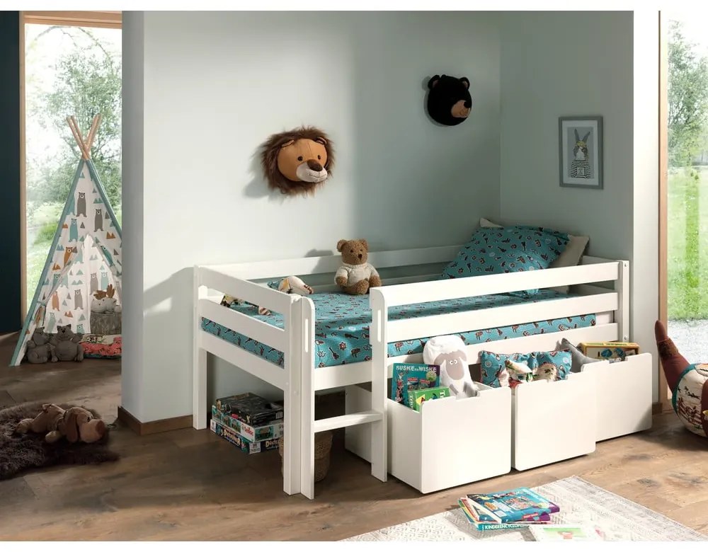 Letto rialzato per bambini bianco, 90 x 200 cm Pino - Vipack