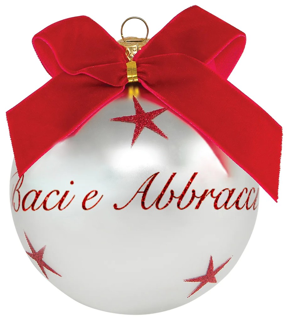Pallina di Natale con scritta Baci e Abbracci 10 cm