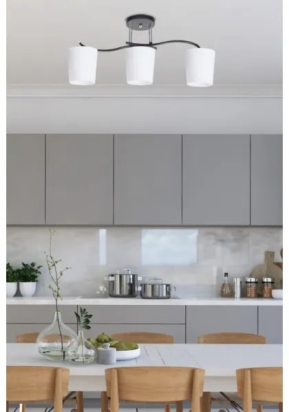 Lampadario a sospensione con supporto rigido ESNYR 3xE27/40W/230V nero/bianco