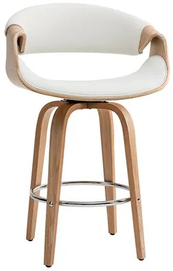 Sgabello da bar design bianco e legno chiaro ARAMIS